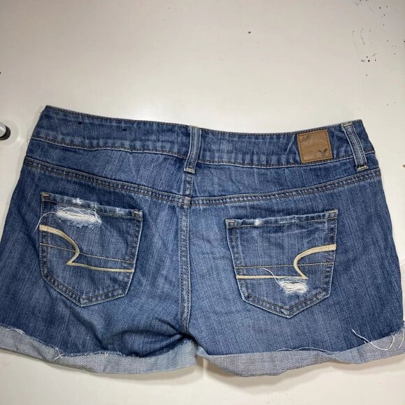 AEO American Eagle Cutoff Denim Distressed Shorts Size 4 - Picture 2 of 16